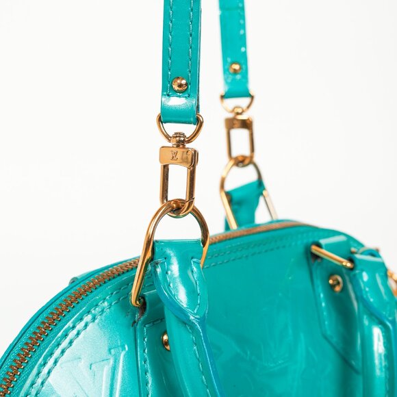 Louis Vuitton Alma BB Turquoise Monogram Vernis Tote - Picture 7 of 12